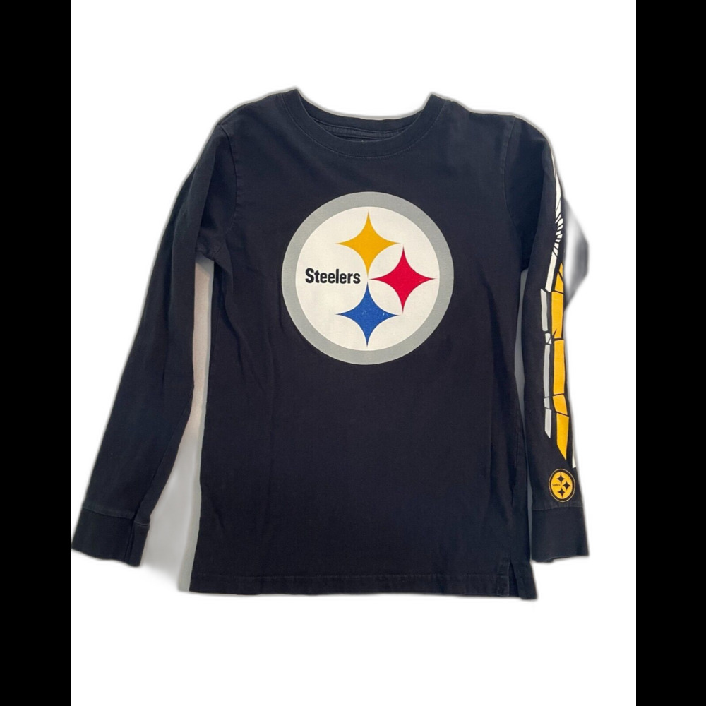NFL Shirt Youth Size 8 Black Long Sleeve Pittsburgh Steelers